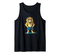 Días soleados de playa con este genial león en pantalones cortos Camiseta sin Mangas
