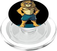 Días soleados de playa con este genial león en pantalones cortos PopSockets PopGrip para MagSafe