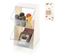 DIBALIYI 1Pcs Plástico Caja Infusiones, Transparente Caja Para Te, Caja de Te de Fácil Acceso, Organizador Infusiones con 2 Compartimentos para Azúcar Café (1PCS Blanco)