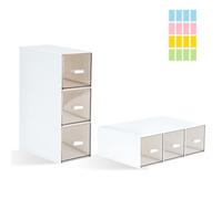 DIBALIYI 2PCS Plástico Caja Infusiones, Tapa Transparente Caja para Te, Cajaa De Te de Fácil Acceso, Organizador Infusiones con 3 Compartimentos para Café, Azúcar (2PCS Blanco)