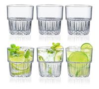 DIBALIYI 6PCS Vasos Transparentes Irrompibles Plastico, 200ml Vasos Premium | Reutilizables Vasos de Cóctel Apilables de 6.76 OZ para Picnic en Casa Aptos para Lavavajillas BBQ
