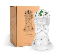 DIBALIYI Figura de ángel guardián rezando, estatua de ángel blanco, estatua para tumba, resistente a la intemperie, resistente a la intemperie, estatuas de jardín de resina de escritorio con alas para