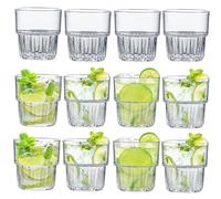 DIBALIYI Vasos Transparentes Irrompibles Plastico, 200ml Vasos Premium | Reutilizables Vasos de Cóctel Apilables de 6.76 OZ para Picnic en Casa Aptos para Lavavajillas BBQ (200ML, 12PCS)