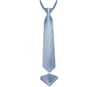 DiBanGu Corbata preatada para niños de seda y pañuelo de bolsillo para niños de 7 a 15 años, Dusty Azul, Taille unique