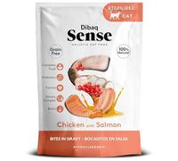 DIBAQ Sense Cat Bites Grain Free, alimento Completo, bocaditos en Salsa para Gatos, (1 ud x 100 gr) (Salmón)