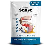 DIBAQ Sense Cat Bites Grain Free, alimento Completo, bocaditos en Salsa para Gatos, (1 ud x 100 gr) (Sardina)