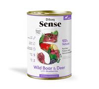 Dibaq Sense Dog Grain Free: alimento húmedo para Perros, 100% Natural sin Cereales, 380g, Pack de 12 x 380 gr (Ciervo y jabalí)