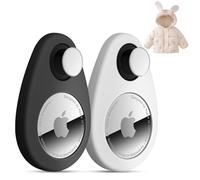 dibdib Airtag Holder Hidden - Paquete de 2 Fundas para rastreador GPS, Funda de Silicona antiextracción con Pines, Adecuada para niños, Ancianos, Mascotas, Mochila, Equipaje (Negro, Blanco)