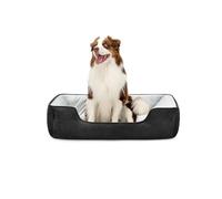lionto Cama para Perros 2 en 1 con Entrada cómoda, acogedora Cama Reversible para Perros y Gatos, 110x80 cm, cojín para Perros de fácil Limpieza en Apariencia de Ante, Negro/Gris