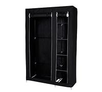 Dibea tavora Armario Plegable de Tela con Barra, 175 x 110 x 45 cm, Negro | Armario de tela con estantes, barra para colgar y funda de tejido no tejido para guardar ropa, zapatos y prendas dobladas