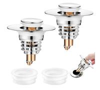 Diboniur 2 Tapones para Lavabo de baño, tapón de bidé Mejorado, Cesta Filtro extraíble, tapón Fregadero Cocina Universal para bañera, Cocina, Lavabo (Apertura Orificio de desagüe 32-42 mm)