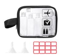 Diboniur 6 Piezas Botes Viaje Rellenables 100ml con Neceser Transparente | Incluye 2 Embudos y 12 Etiquetas, para Champú, Crema y Loción, Avión, Hotel, Vacaciones, Aprobado por la TSA