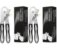 Diboniur Abrelatas Manual, 3 en 1 Abridor de Latas, Acero inoxidable (Negro) (Paquete de 2)