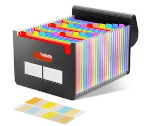 Diboniur Carpeta Clasificadora A4, Carpetas Archivadoras Expandible 25 Bolsillos, Portátil Acordeón Clasificador Documentos, Carpeta Separadores Archivador A4 para Oficina, Escuela (Negro)