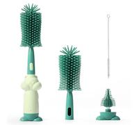 Diboniur Cepillo Biberones,3 En 1 Traje Silicona Cepillo Limpia Botellas,Resistente A Los Arañazos Y Duradero,Limpiador Biberones para Limpiar Biberones Y Tazas