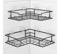 Diboniur Estanteria Ducha sin Taladro con 8 Ganchos, 2 Piezas Estanteria Baño de Acero Inoxidable para Champú Corporal (Negro)