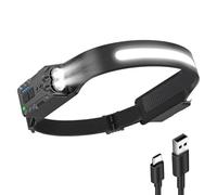 Diboniur Linterna Frontal, Linterna Frontal LED Recargable con 8 Modos de Luz, IPX4 Impermeable Linterna Cabeza con Sensor de Movimiento, Ángulo amplio de 340° Linterna de Cabeza para Camping, Correr