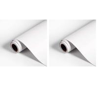 Diboniur Vinilo Adhesivo Muebles, 40x300cm Blanco Mate Papel Adhesivo Autoadhesivo para Decorativos Muebles Cocina Armario (Paquete de 2)