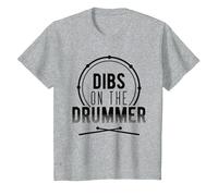 Dibs On The Drummer Camiseta, Niños, Gris Jaspeado, 2 años