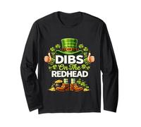 Dibs On The Redhead Funny St Patrick's Day Irish Leprechaun Manga Larga