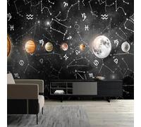 Dibujado A Mano Art Line Star Star Planet Solar System 3D Papel Pintado Pared Fácil Instalación Oficina Sala Estar Sofá Dormitorio TV Fondos Decoración-200cm×140cm