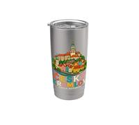 Dibujado a mano Cesky Krumlov República Checa Viaje Monumento Regalo Vaso térmico de acero inoxidable de doble pared