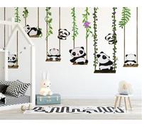 Dibujado A Mano Columpio Panda Animal De Dibujos Animados 3D Papel Pintado Pared Fácil Instalación Oficina Sala Estar Sofá Dormitorio TV Fondos Decoración-150cm×105cm