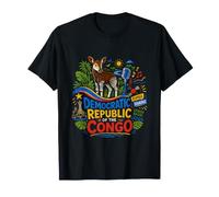 Dibujado a Mano DR Congo Travel Souvenir Landmark Gift Camiseta