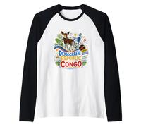 Dibujado a Mano DR Congo Travel Souvenir Landmark Gift Camiseta Manga Raglan