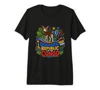 Dibujado a Mano DR Congo Travel Souvenir Landmark Gift Camiseta Premium