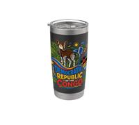 Dibujado a mano DR Congo Travel Souvenir Landmark Gift Vaso térmico de acero inoxidable de doble pared