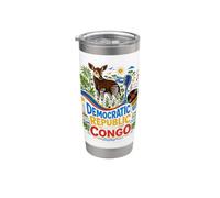 Dibujado a mano DR Congo Travel Souvenir Landmark Gift Vaso térmico de acero inoxidable de doble pared