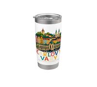 Dibujado a mano Karlovy Vary República Checa Viaje Monumento Regalo Vaso térmico de acero inoxidable de doble pared