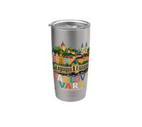 Dibujado a mano Karlovy Vary República Checa Viaje Monumento Regalo Vaso térmico de acero inoxidable de doble pared