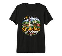 Dibujado a Mano San Antón Am Arlberg Austria Viaje Monumento Regalo Camiseta Premium