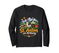 Dibujado a Mano San Antón Am Arlberg Austria Viaje Monumento Regalo Manga Larga