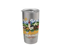 Dibujado a mano San Antón am Arlberg Austria Viaje Monumento Regalo Vaso térmico de acero inoxidable de doble pared