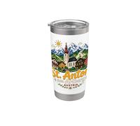 Dibujado a mano San Antón am Arlberg Austria Viaje Monumento Regalo Vaso térmico de acero inoxidable de doble pared