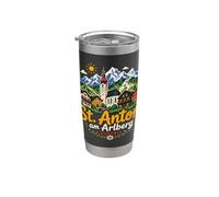 Dibujado a mano San Antón am Arlberg Austria Viaje Monumento Regalo Vaso térmico de acero inoxidable de doble pared