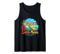 Dibujado a Mano Santa Maria Cabo Verde Viaje Monumento Regalo Camiseta sin Mangas