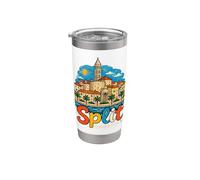 Dibujado a mano Split Croacia Viaje Souvenir Hito Regalo Vaso térmico de acero inoxidable de doble pared