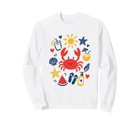Dibujado a Mano Verano Playa Iconos Cangrejo diversión niños Arte Estilo Sudadera