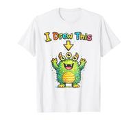 Dibujé Este Lindo Monstruo Divertido para niños, Profesor de Arte, Humor Camiseta gráfica económica, Hombre, Blanco, S
