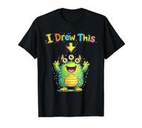 Dibujé Este Lindo Monstruo Divertido para niños, Profesor de Arte, Humor Camiseta gráfica económica, Hombre, Negro, S