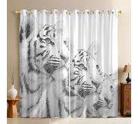 Dibujo A LáPiz Cortinas Opacas Animales Tres Tigres Whites Cortinas Térmicas Aislantes para Dormitorio, Salón o Cocina - Estampado Moderno, Conjunto de 2 Paneles 117An x 183Al cm