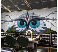 Dibujo A Mano Animales Búho Restaurante Cafetería 3D Papel Pintado Pared Fácil Instalación Oficina Sala Estar Sofá Dormitorio TV Fondos Decoración-150cm×105cm