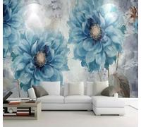 Dibujo A Mano Arte Fresco Bello Azul Flores Papel Pintado 3D Seda Texturizada Primera Calidad Neutros Material Ideal Para SalóN Dormitorio-300cm×210cm