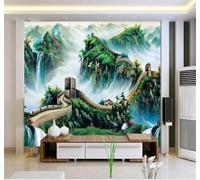 Dibujo A Mano Fresco Gran Muralla Majestuoso Montañas Y Ríos 3D Papel Pintado Tapiz Textura de Seda Oficina Comedor Sofá Dormitorio Sala Estar TV Fondo Pantalla-200cm×140cm
