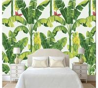 Dibujo A Mano Fresco Selva Tropical Platanero Hoja De Plátano Idílico Papel Pintado 3D Seda Texturizada Primera Calidad Neutros Material Ideal Para SalóN Dormitorio-350cm×256cm