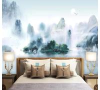 Dibujo A Mano Tinta China Paisajes Paisajes Atmósfera 3D Papel Pintado Pared Fácil Instalación Oficina Sala Estar Sofá Dormitorio TV Fondos Decoración-400cm×280cm